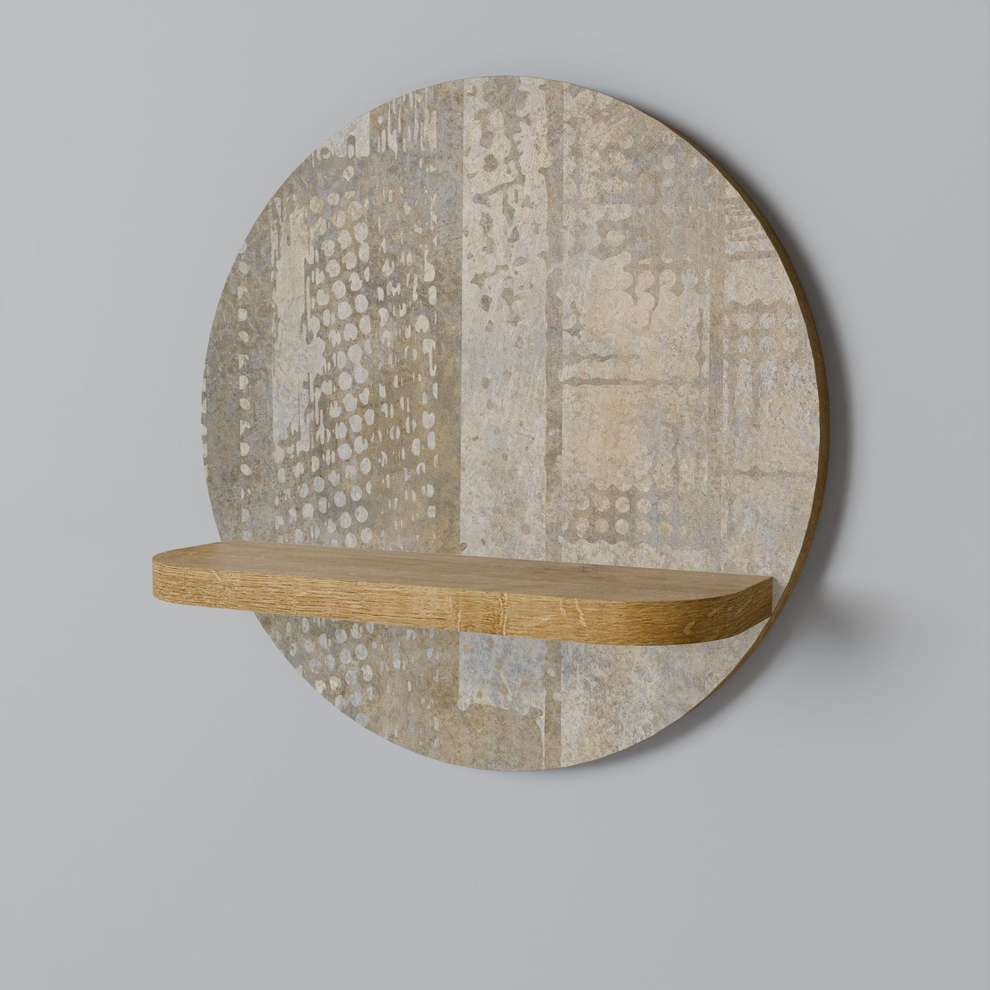 SCREEN ERROR Round Art Shelf In Oak Effect