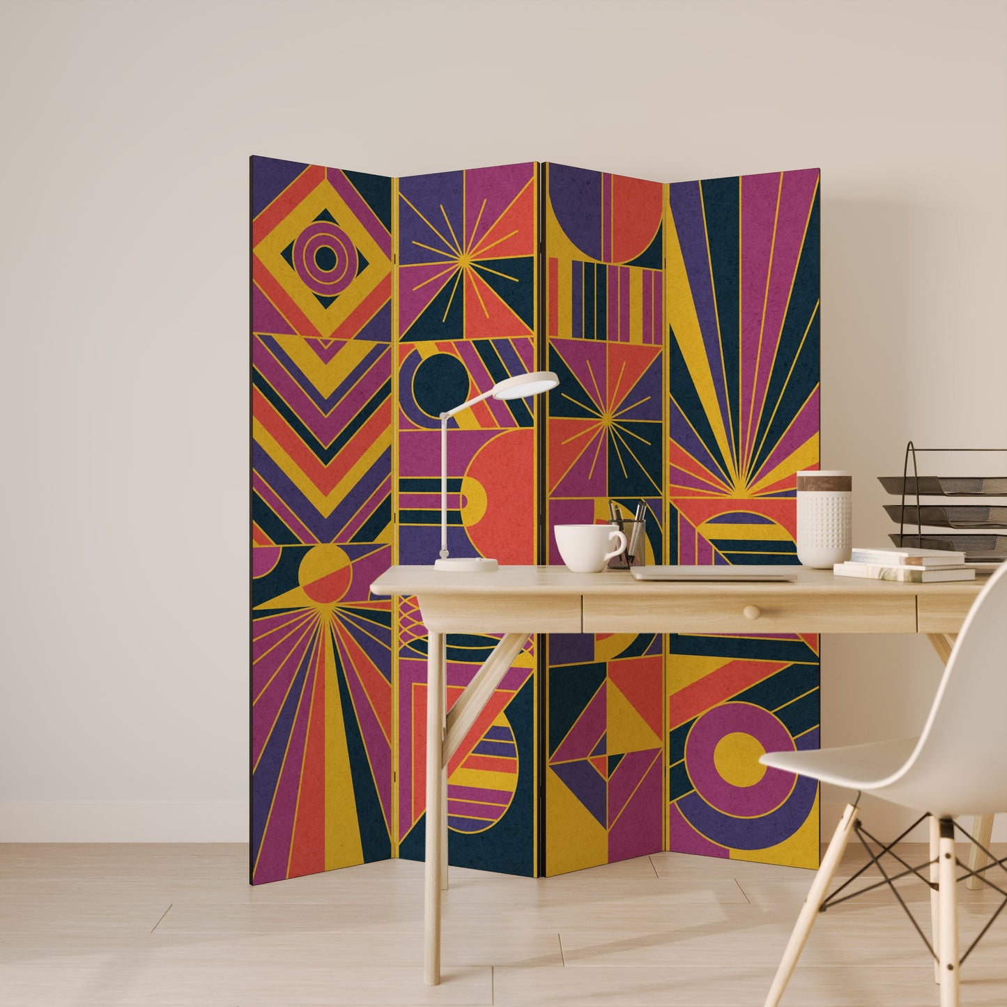 ELECTRIC PATTERNS Decorative 4-Panel Room Divider