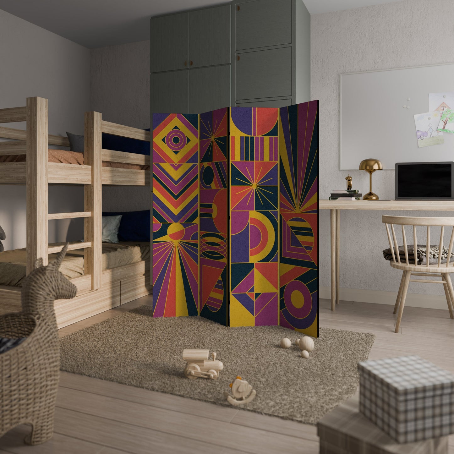ELECTRIC PATTERNS Decorative 4-Panel Room Divider