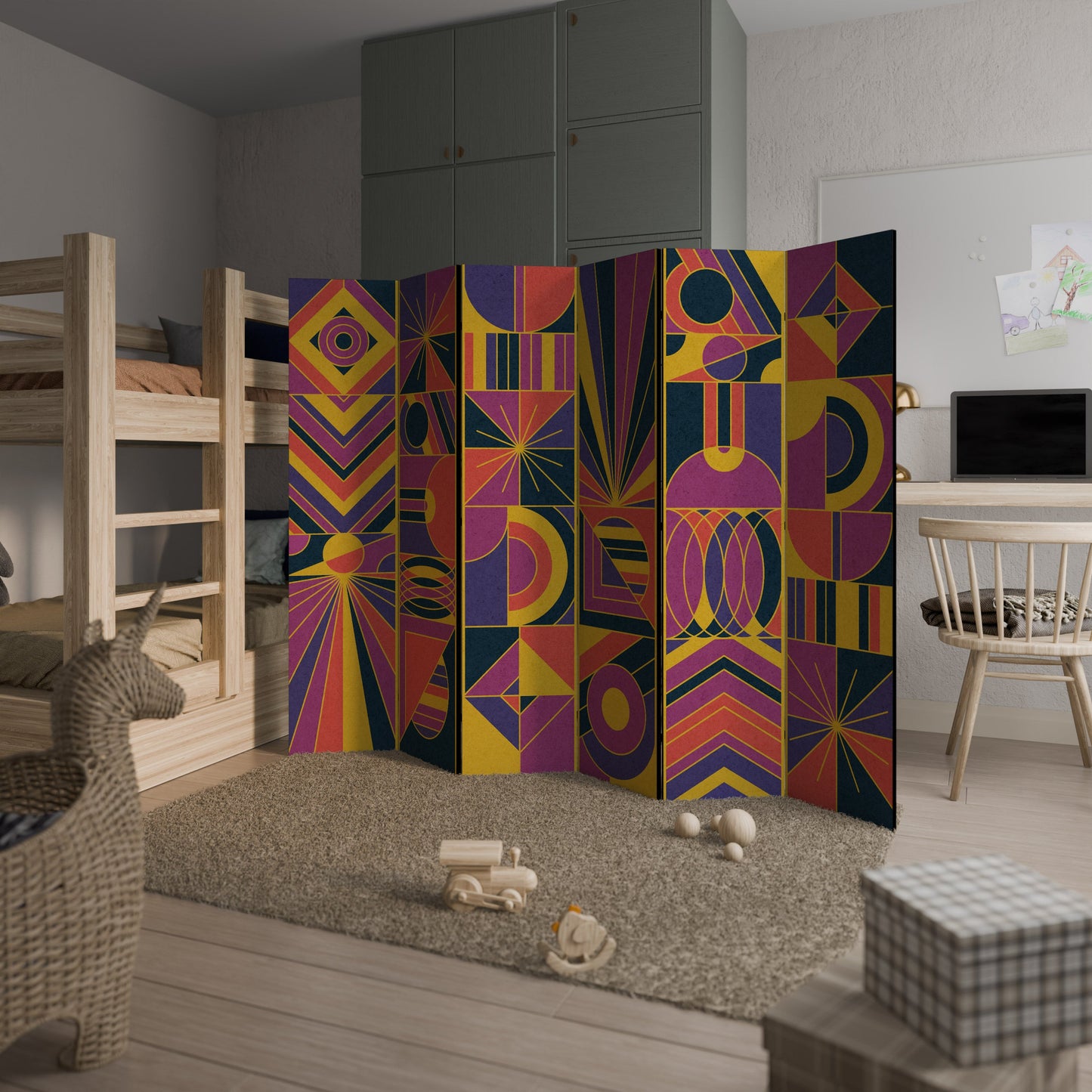 ELECTRIC PATTERNS Decorative 6-Panel Room Divider