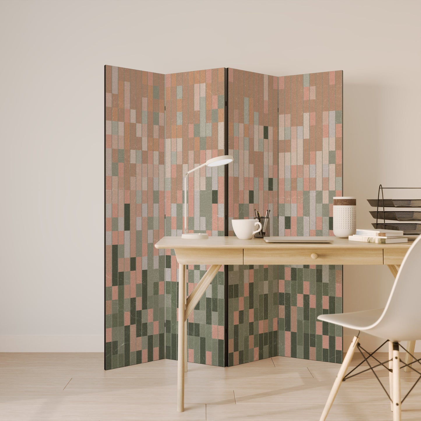 BUILDING THE FUTURE Decorative 4-Panel Room Divider