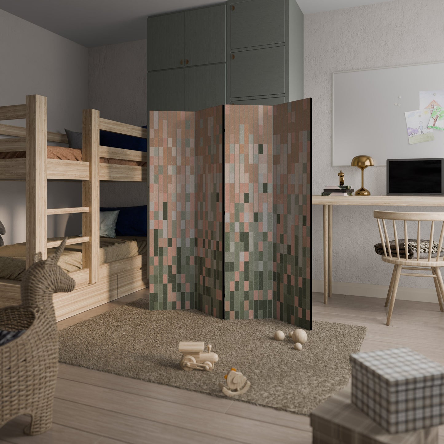 BUILDING THE FUTURE Decorative 4-Panel Room Divider