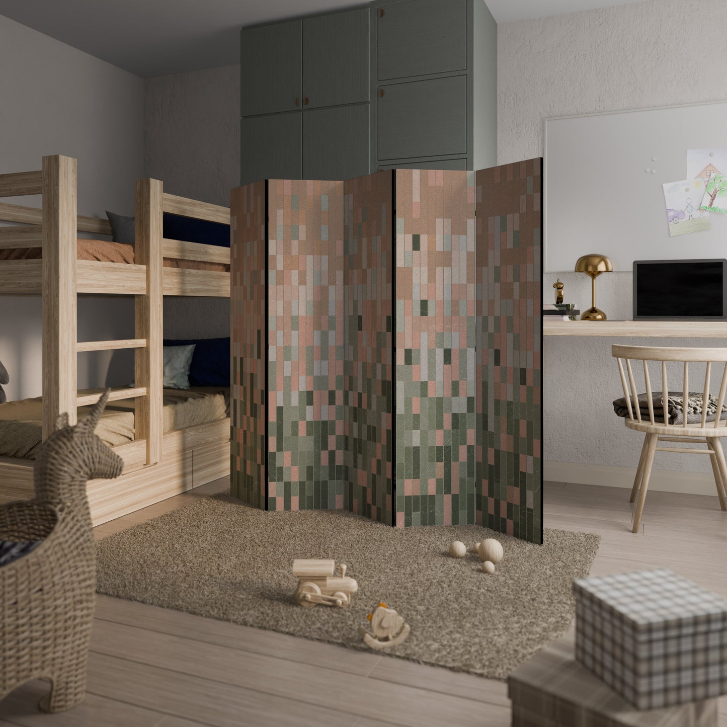 BUILDING THE FUTURE Decorative 5-Panel Room Divider