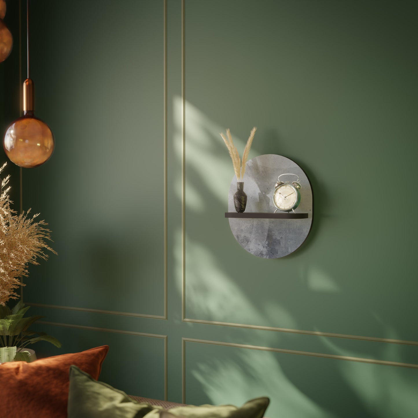 MUTED ARC Oval Art Shelf In Black Finish