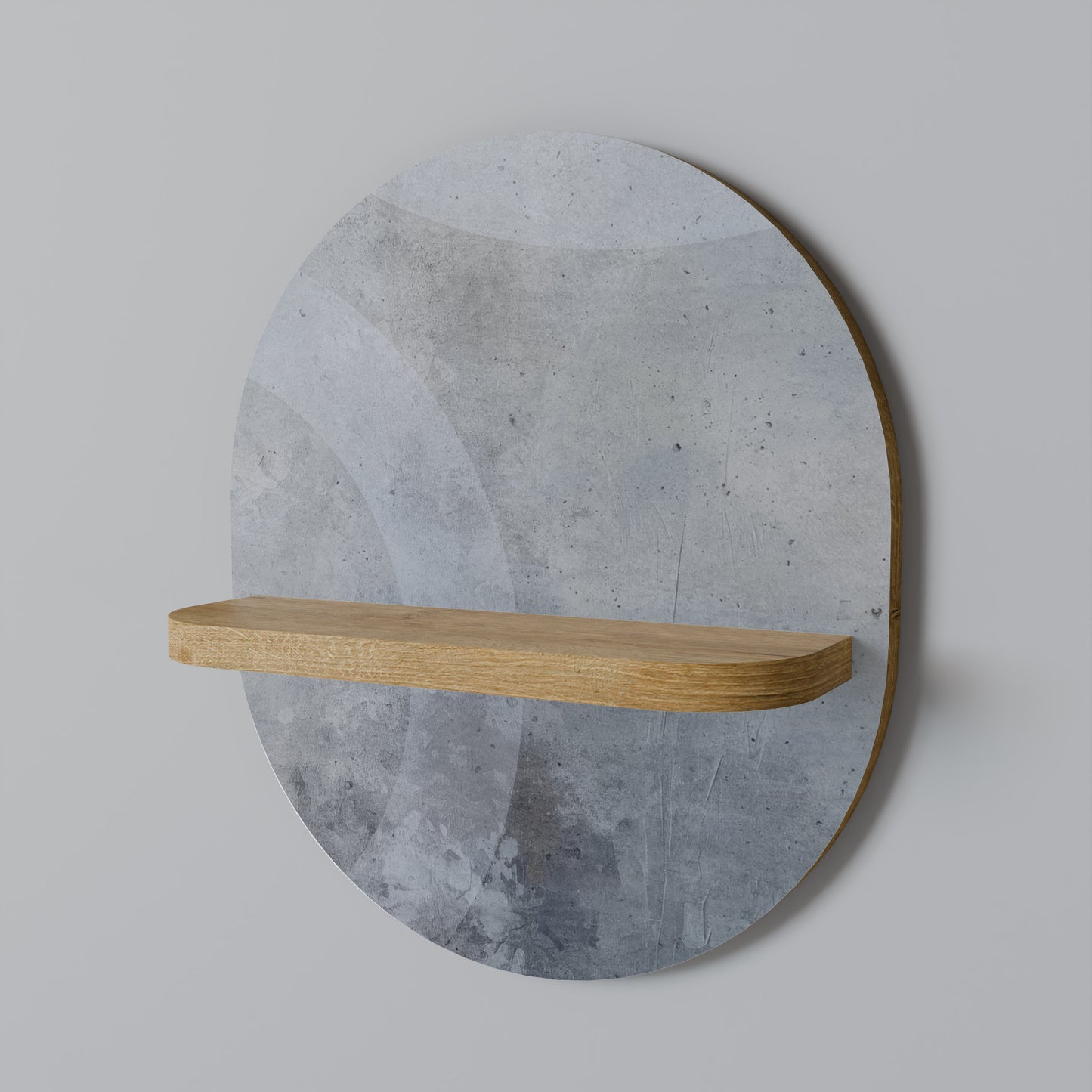 MUTED ARC Oval Art Shelf In Oak Effect