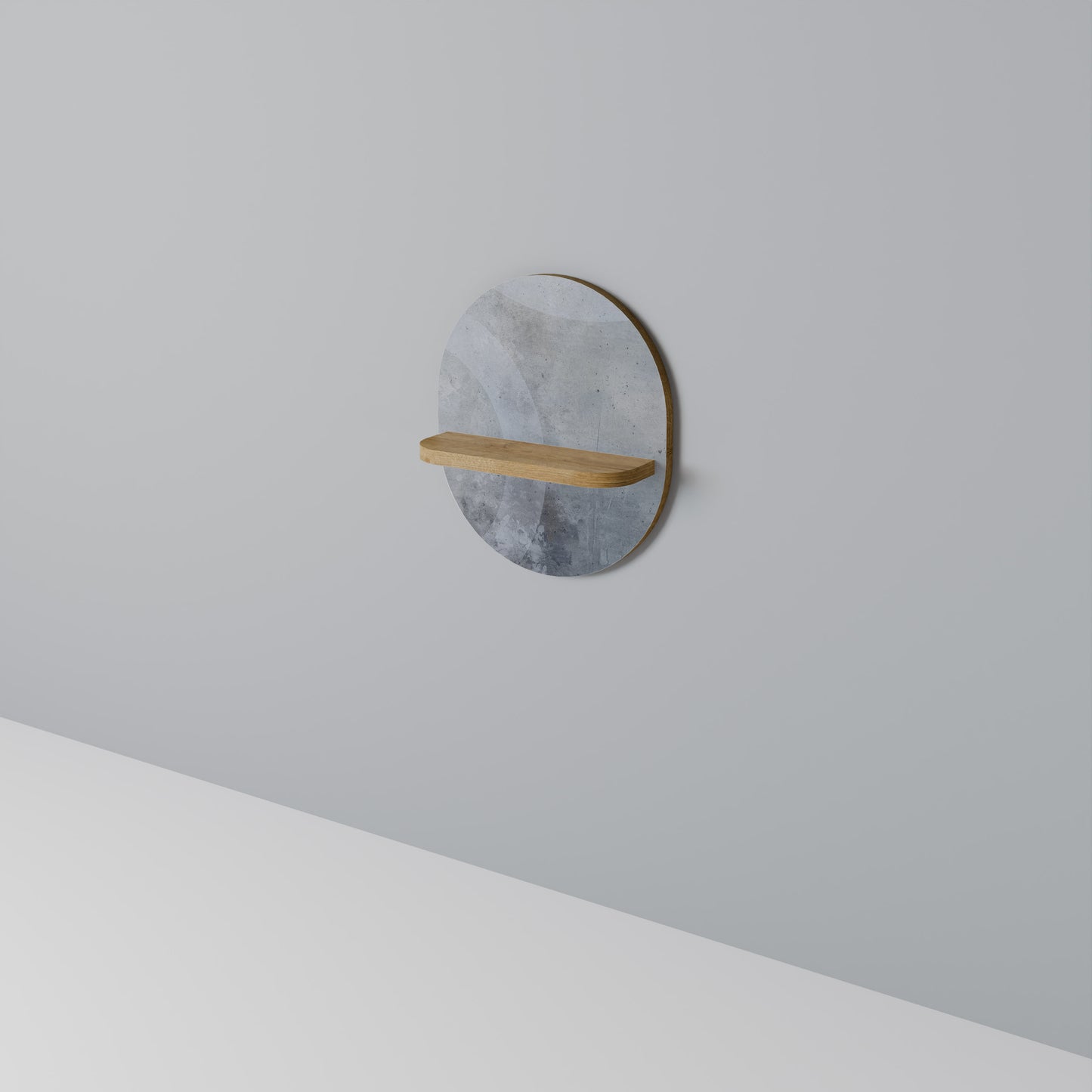 MUTED ARC Oval Art Shelf In Oak Effect
