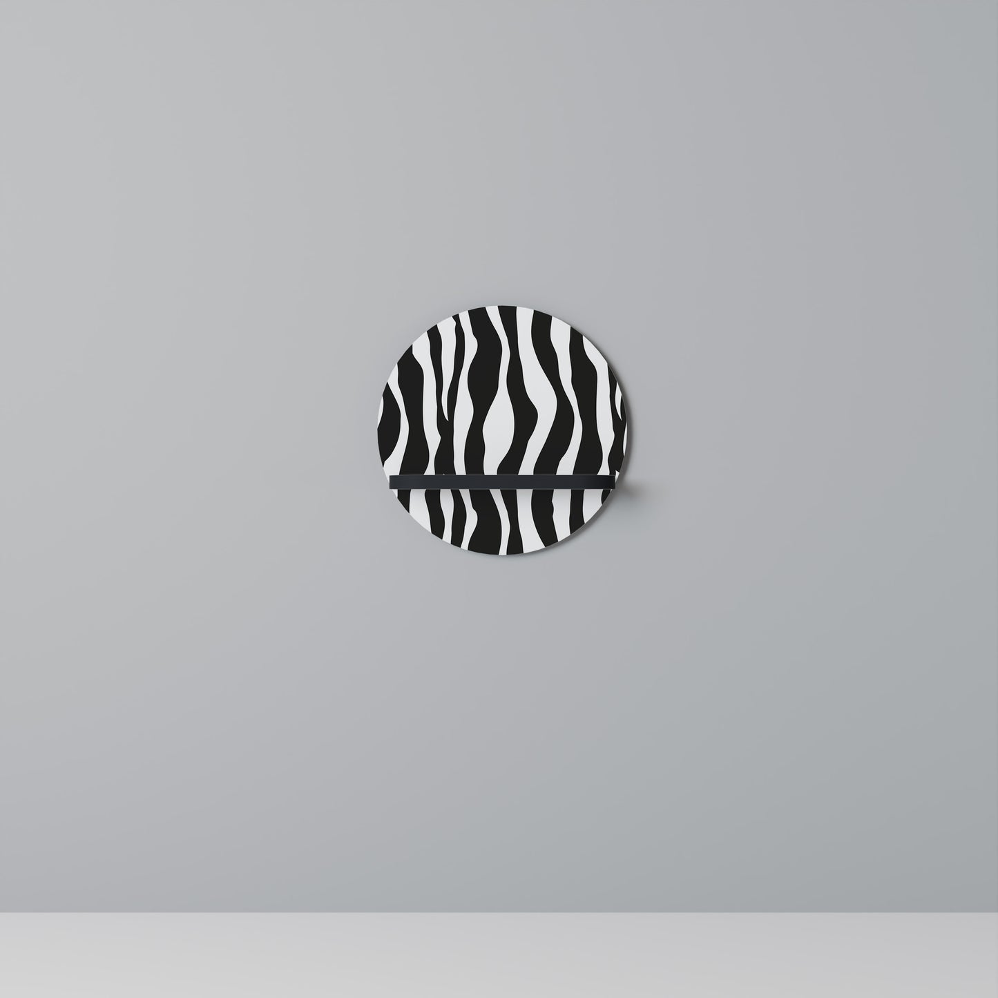 ZEBRA ECHOES Rund konsthylla i svart finish