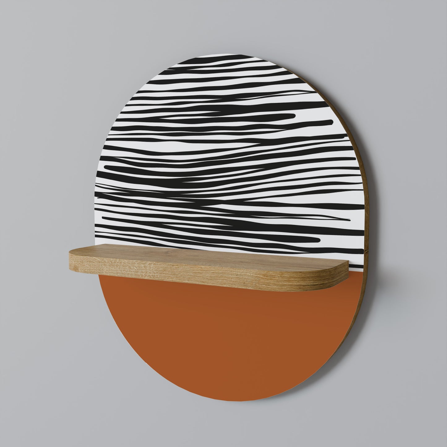 RADIANT ZEBRA Oval Art Shelf In Oak Effect
