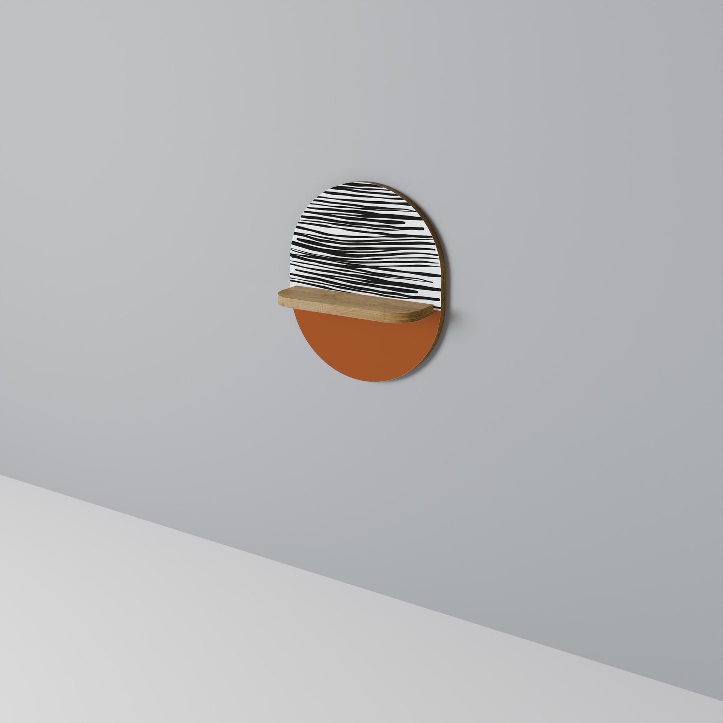 RADIANT ZEBRA Oval Art Shelf In Oak Effect