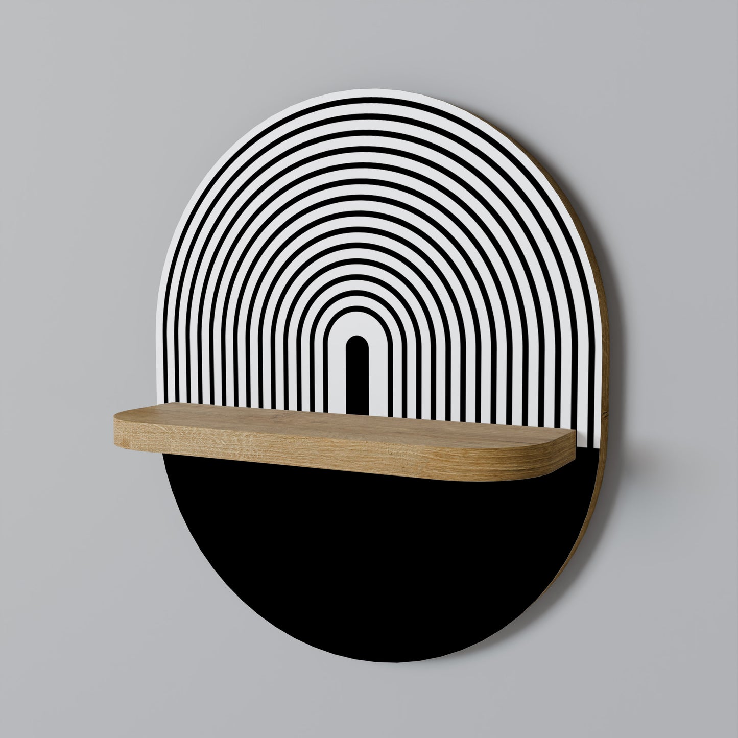 DUSK VIBRATION Oval Art Shelf In Oak Effect