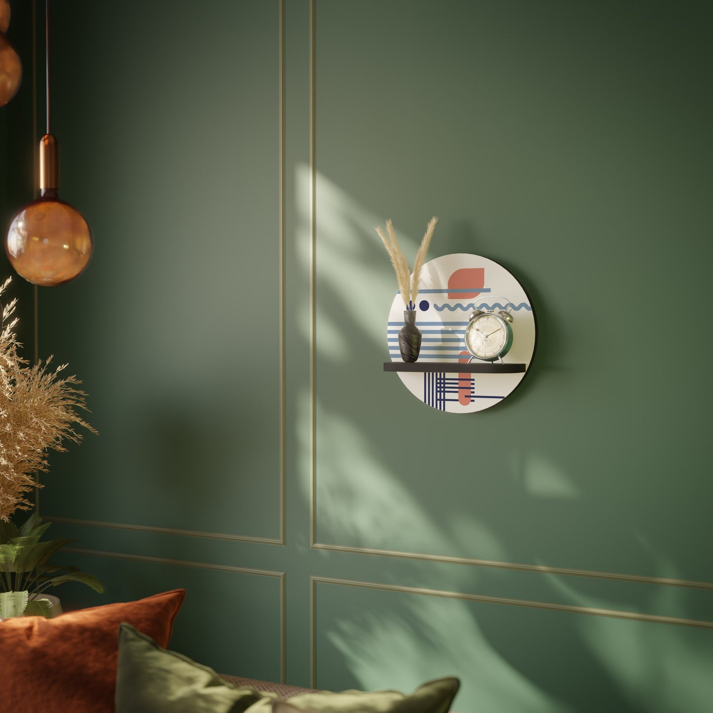 VIBRANT VERSE Round Art Shelf In Black Finish