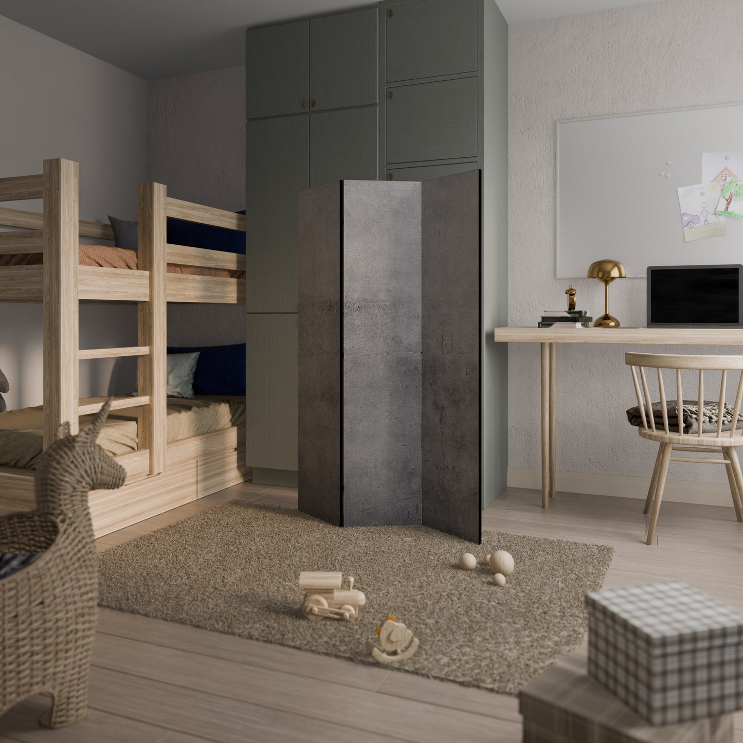 DISPLAY MED SKUGGOR Dekorativ rumsavdelare med 3 paneler