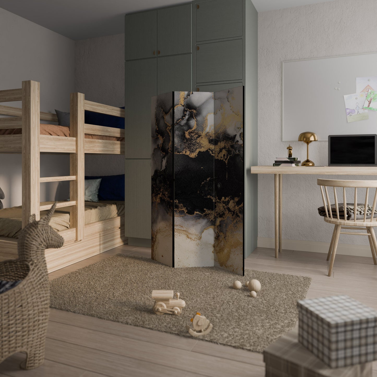 Dekorativ rumsavdelare MARBLE OF TOMMORROW med 3 paneler