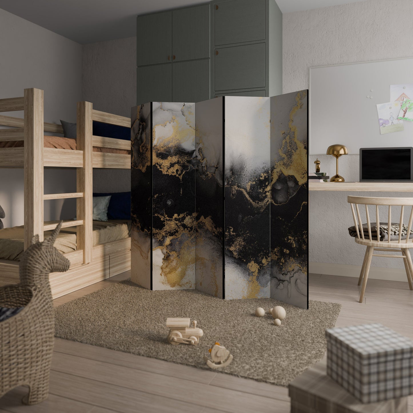 MARBLE OF TOMMORROW Decorative 5-Panel Room Divider