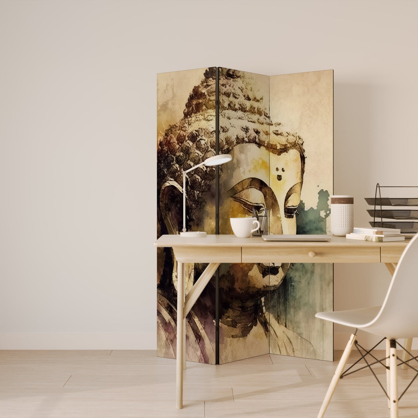 LUGN BUDDHA VISKNINGAR Dekorativ rumsavdelare med 3 paneler