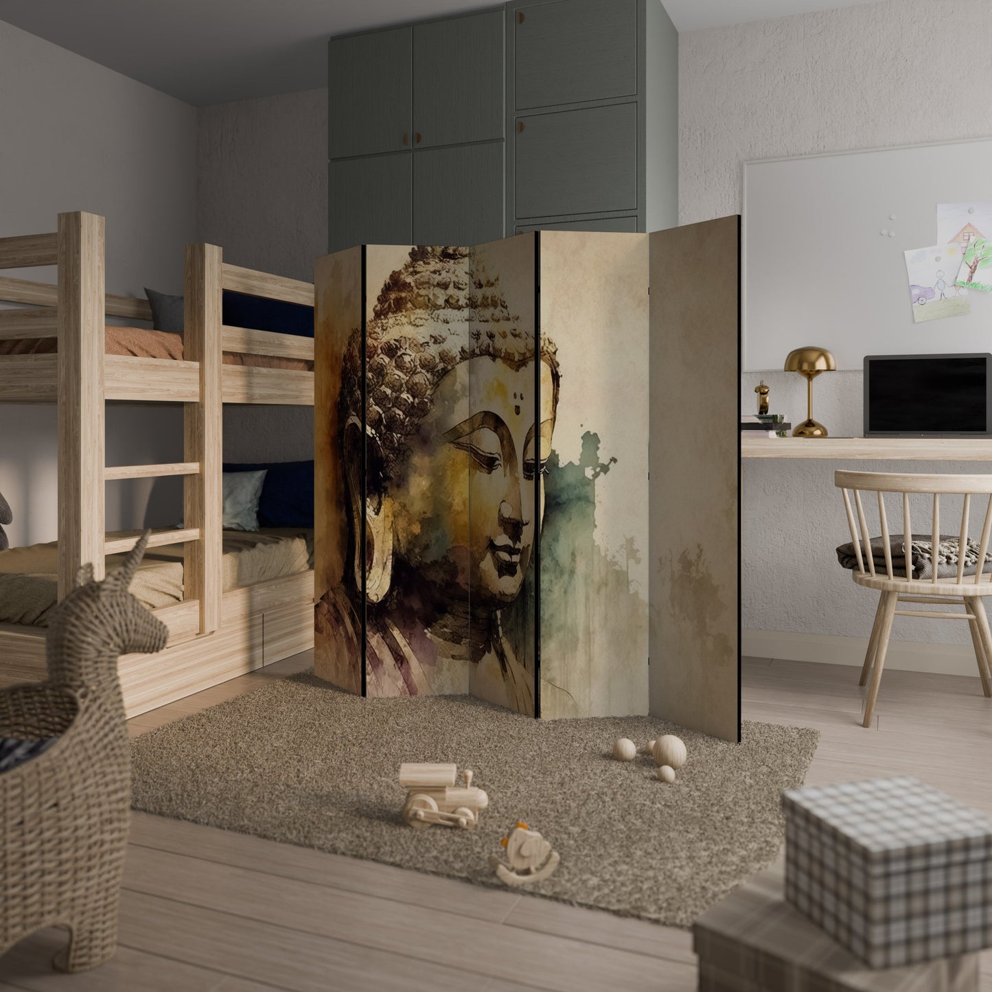 TRANQUIL BUDDHA WHISPERS Decorative 5-Panel Room Divider