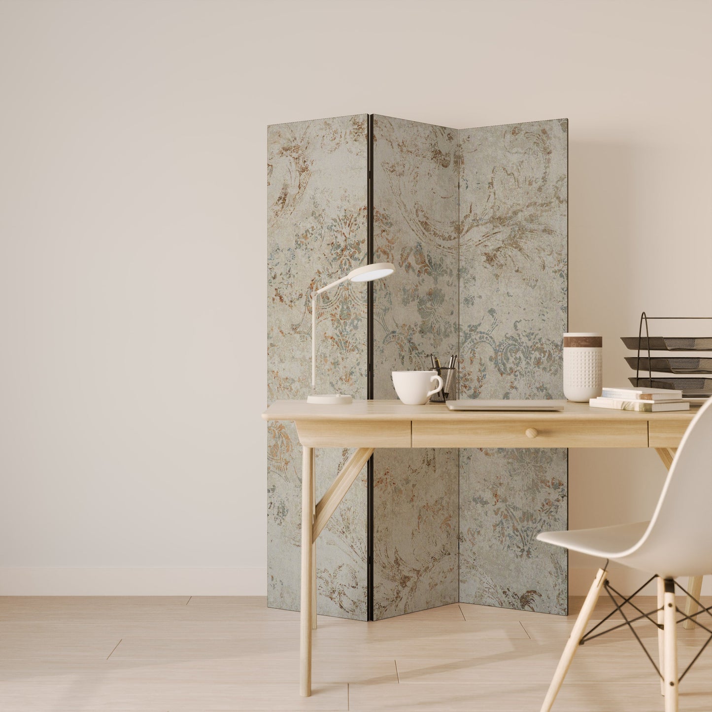Dekorativ rumsavdelare med 3 paneler FADED ELEGANCE