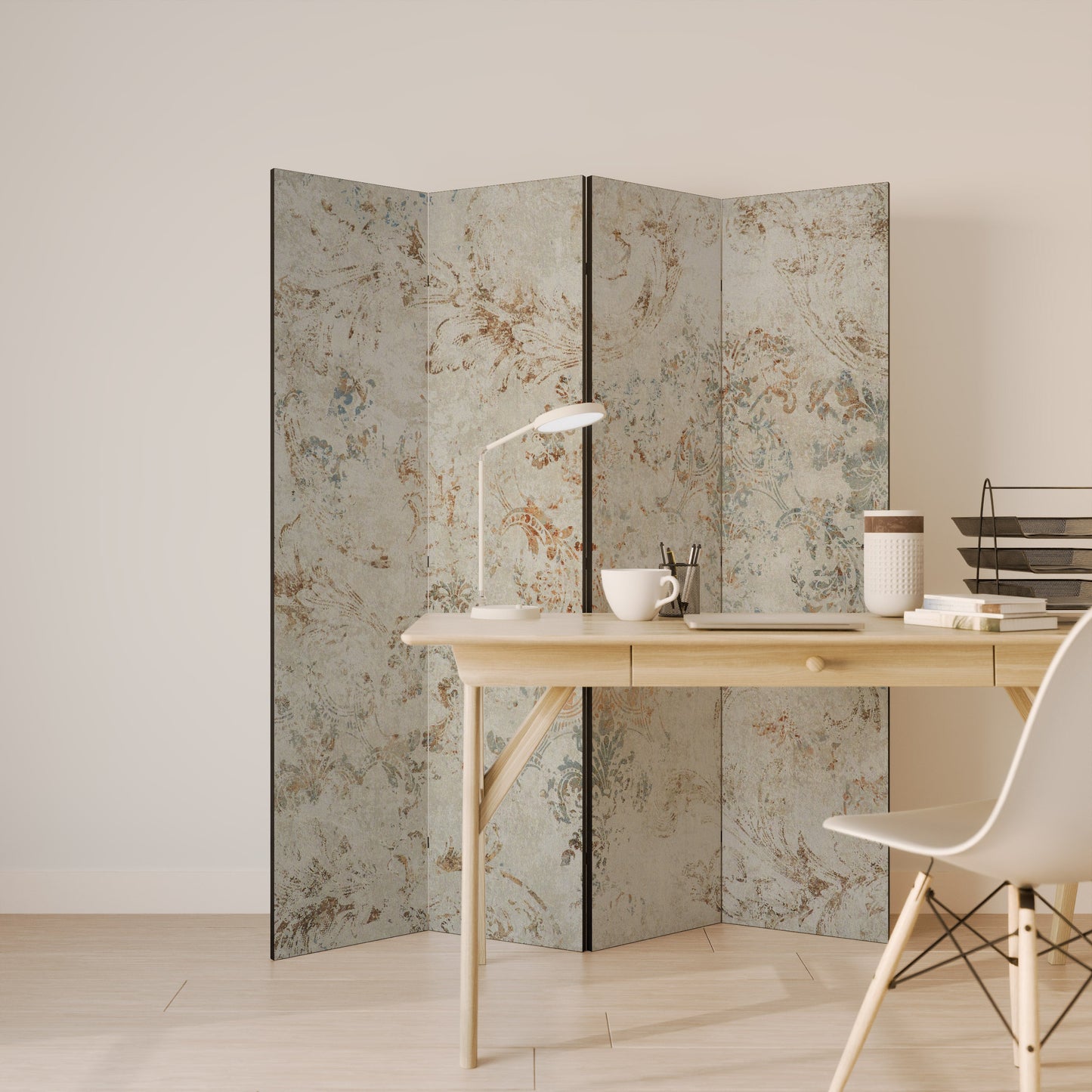 Dekorativ rumsavdelare med 4 paneler FADED ELEGANCE