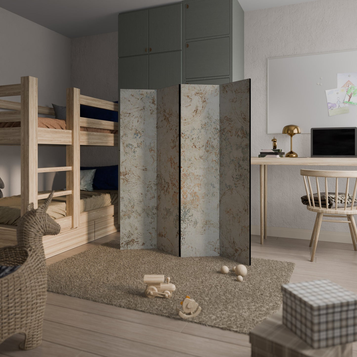 Dekorativ rumsavdelare med 4 paneler FADED ELEGANCE