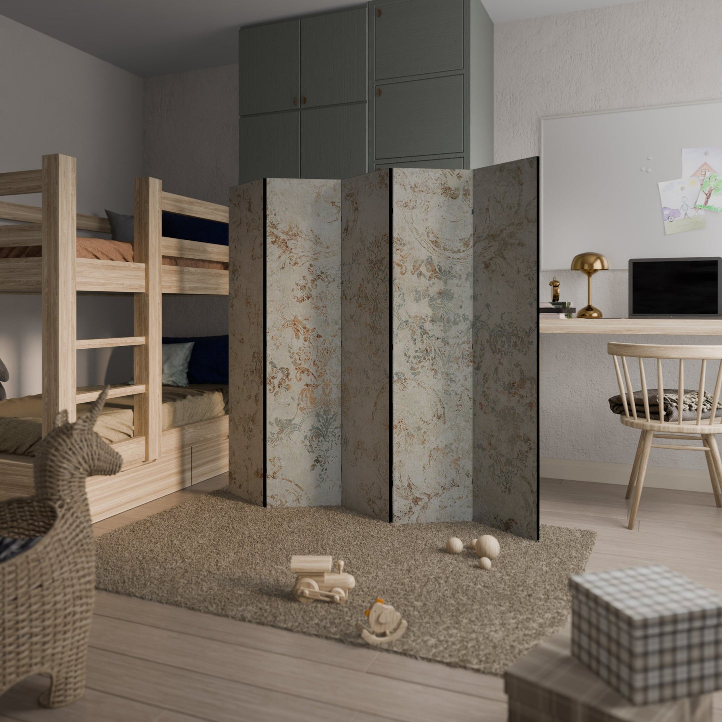 FADED ELEGANCE Decorative 5-Panel Room Divider