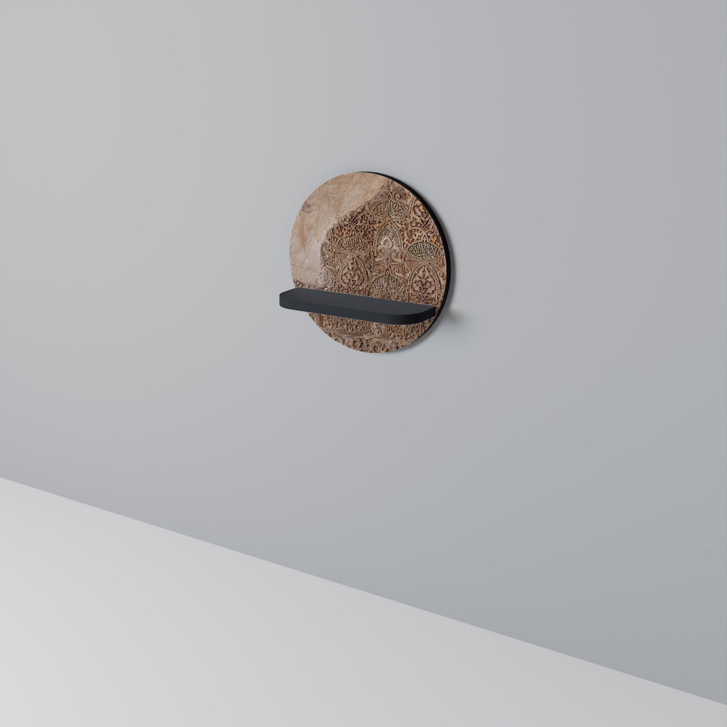 ARABESQUE WHISPERS Rund konsthylla i svart finish