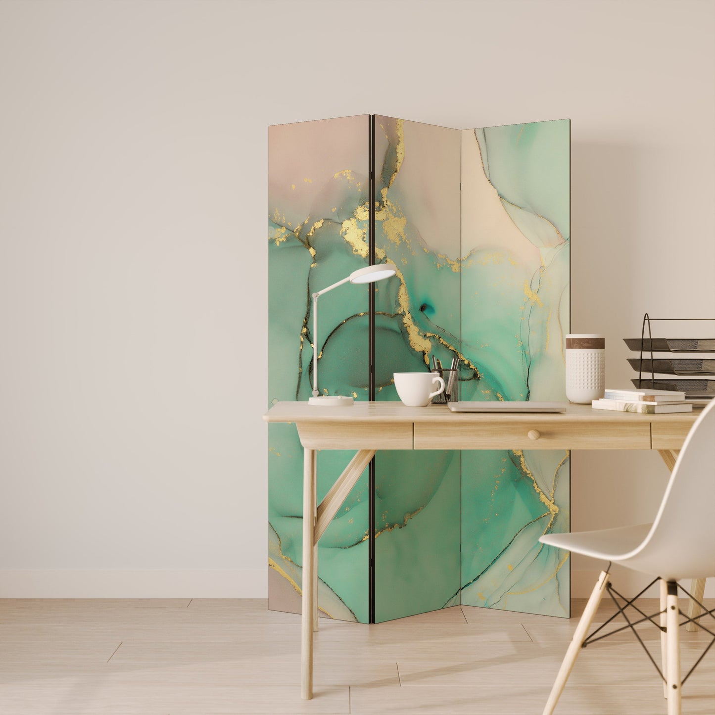 MARBLEIZED MYSTICKE Dekorativ rumsavdelare med 3 paneler