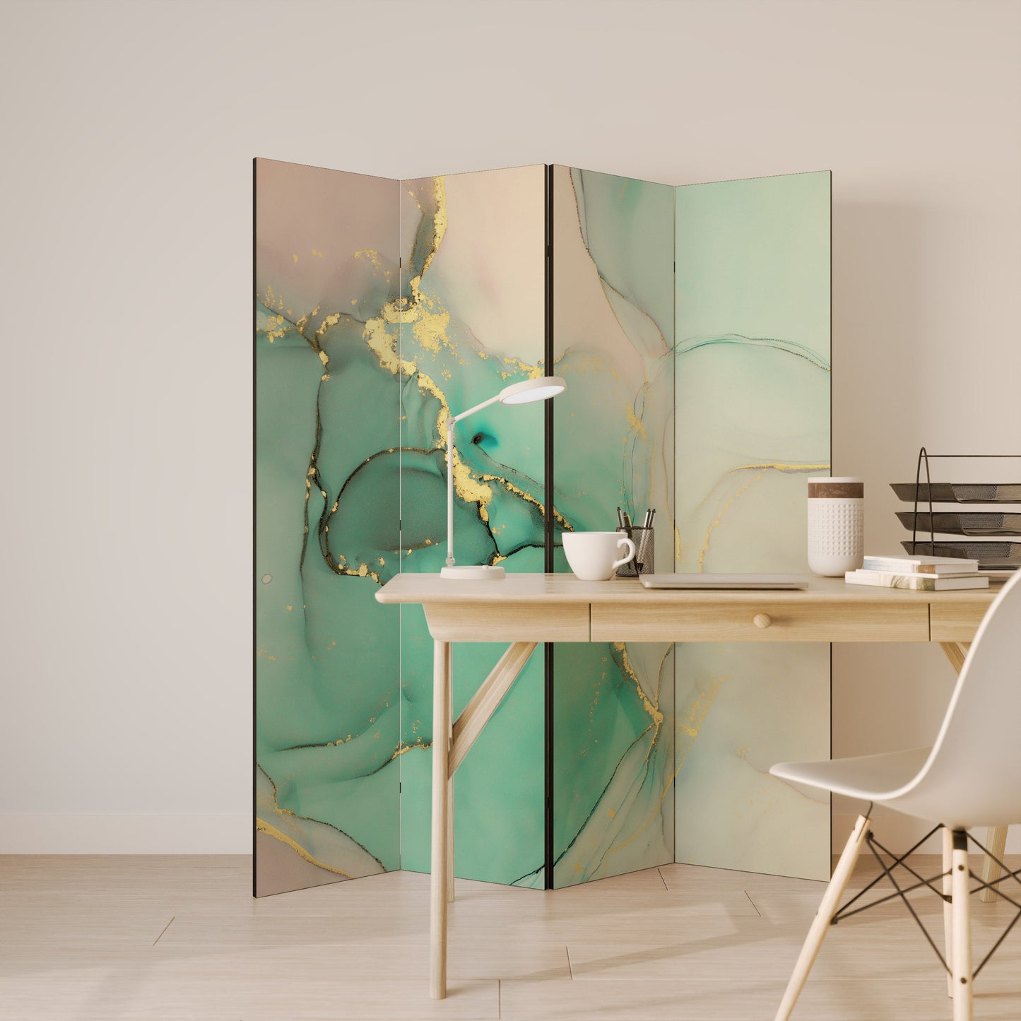 MARBLEIZED MYSTICKE Dekorativ rumsavdelare med 4 paneler