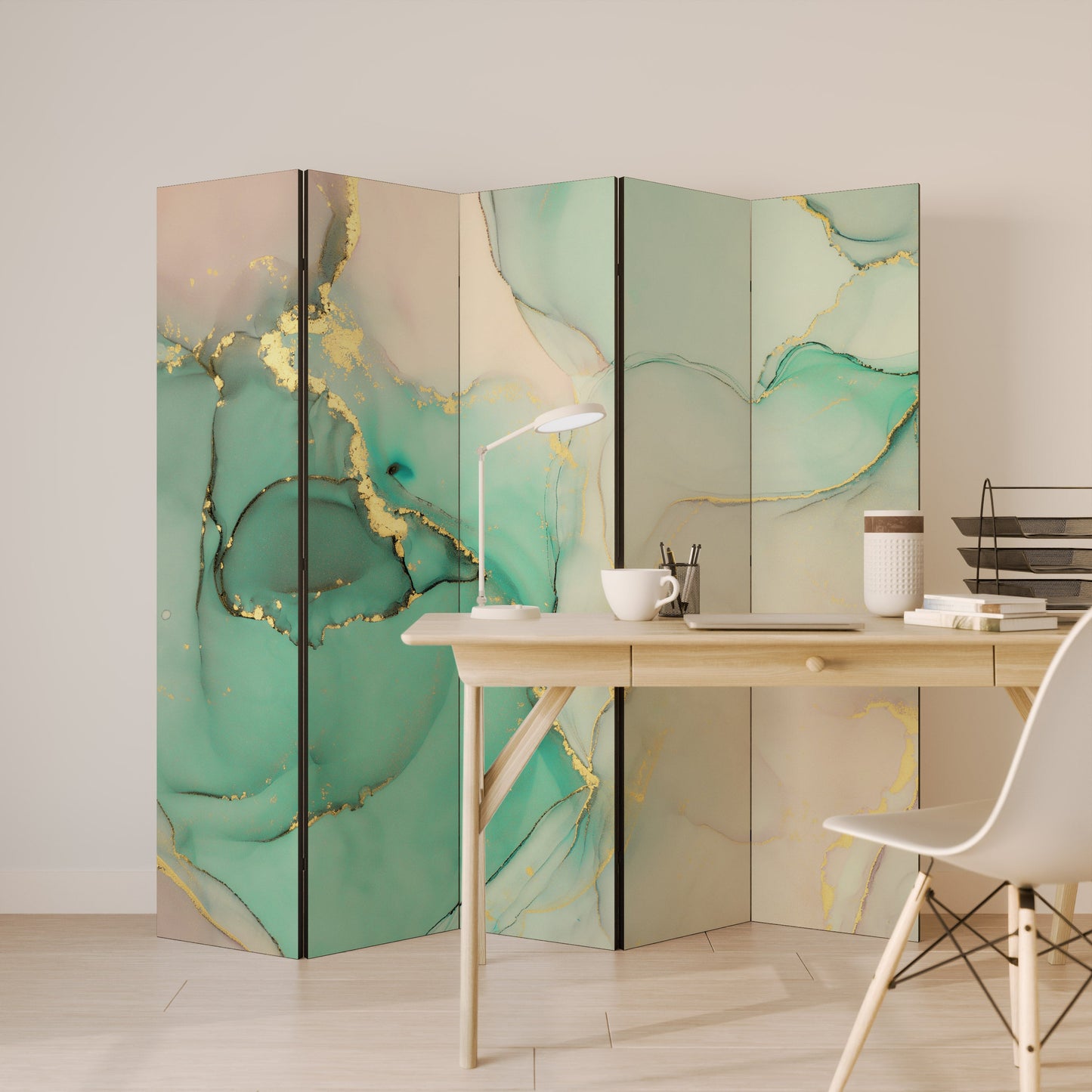 MARBLEIZED MYSTIQUE Decorative 5-Panel Room Divider