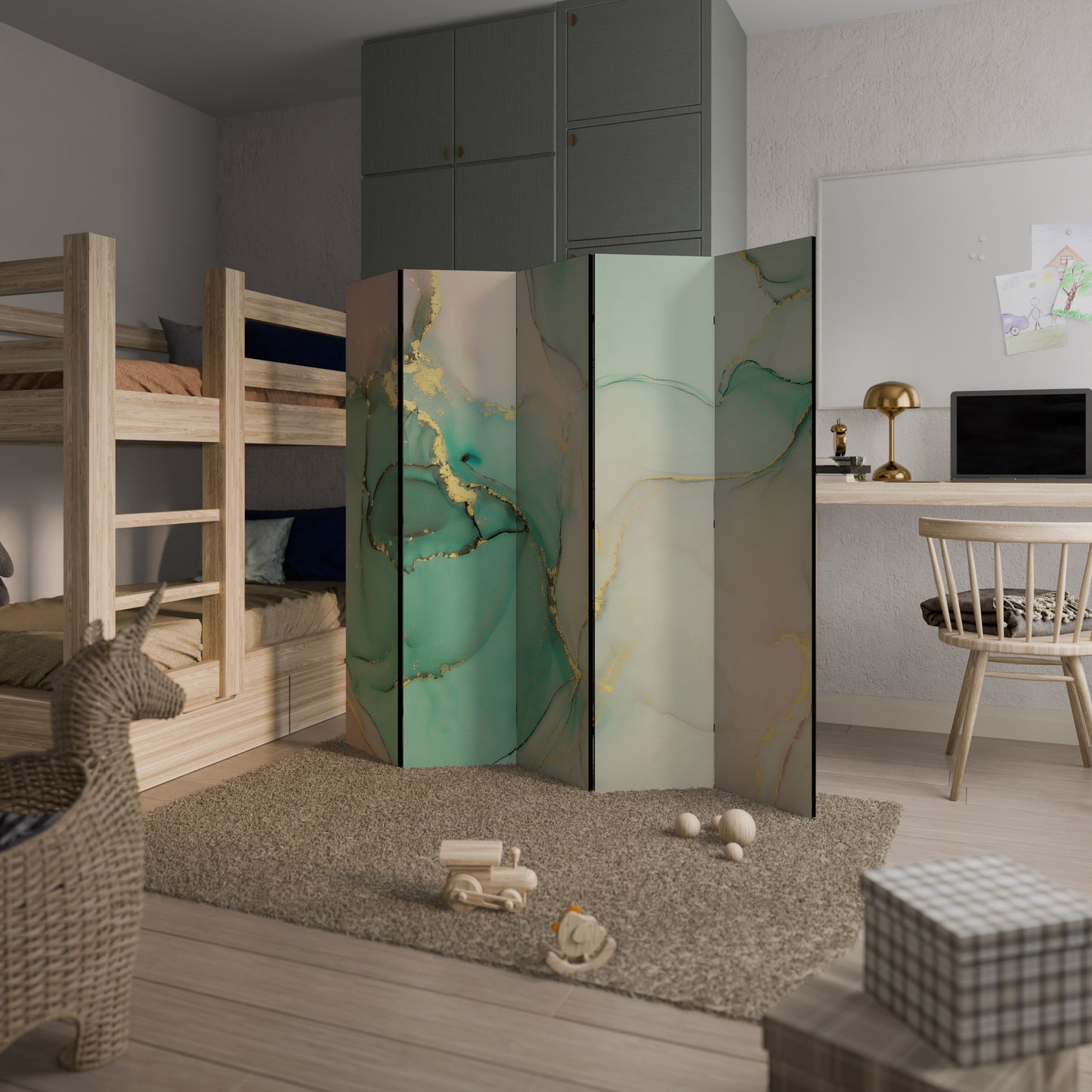 MARBLEIZED MYSTIQUE Decorative 5-Panel Room Divider