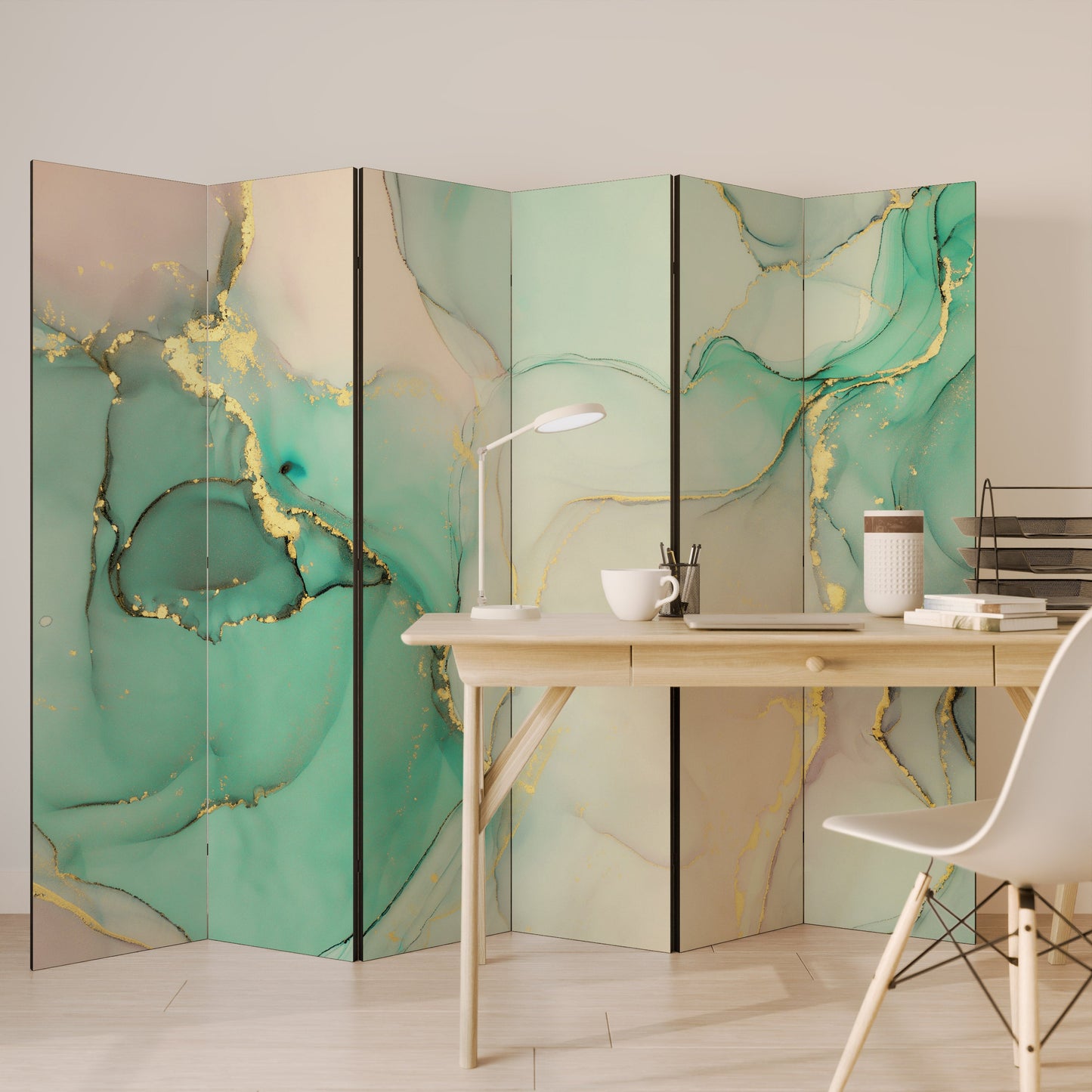 MARBLEIZED MYSTIQUE Decorative 6-Panel Room Divider