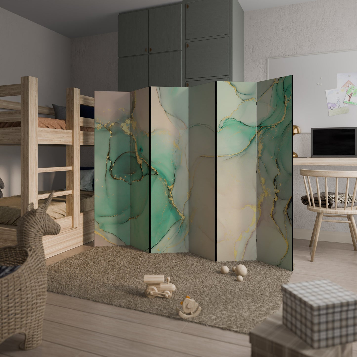 MARBLEIZED MYSTIQUE Decorative 6-Panel Room Divider