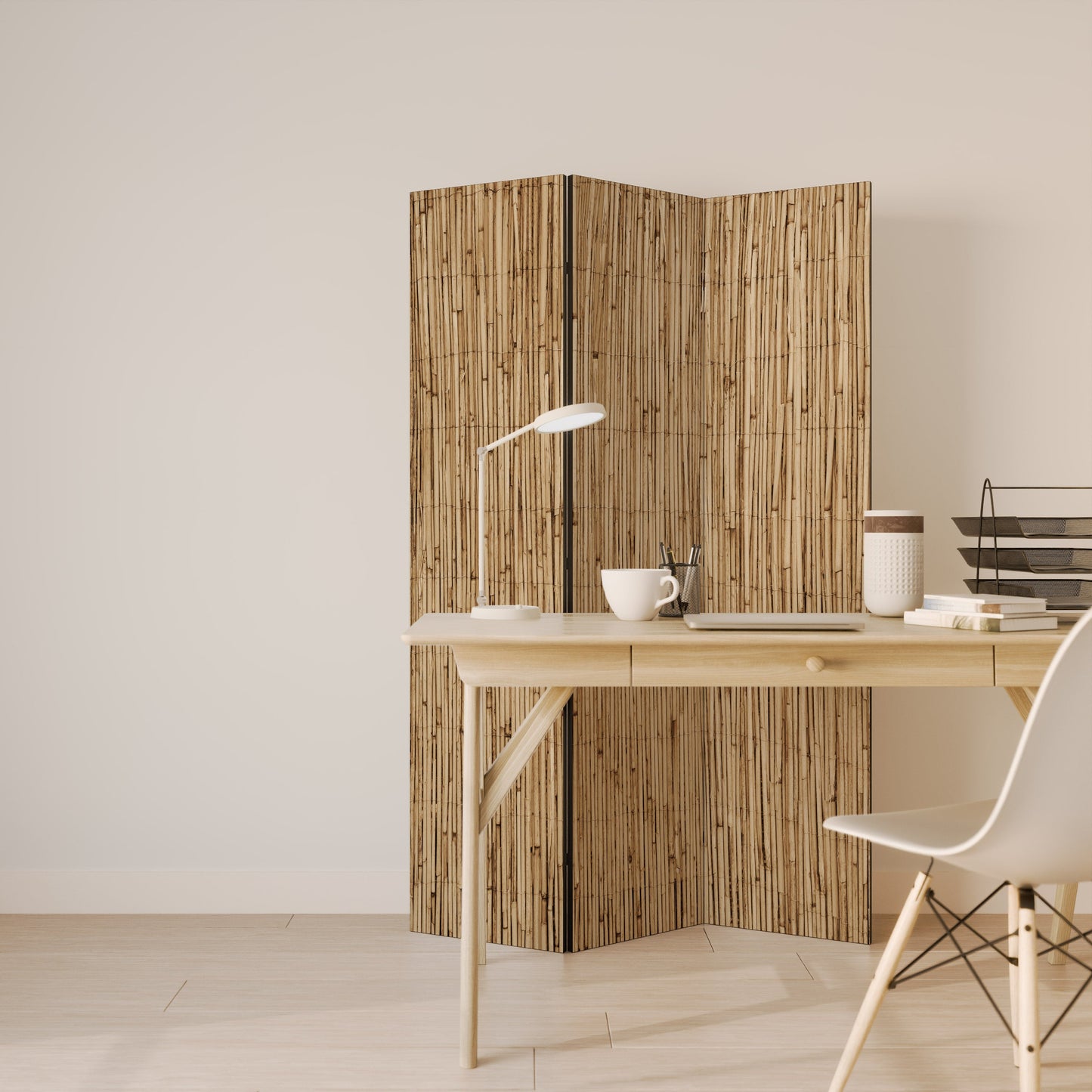 STRAW BOUND DELIGHT Dekorativ rumsavdelare med 3 paneler