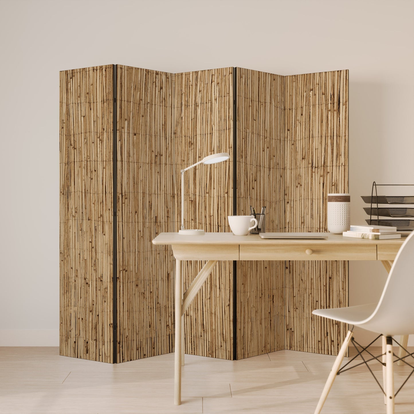 STRAW BOUND DELIGHT Decorative 5-Panel Room Divider