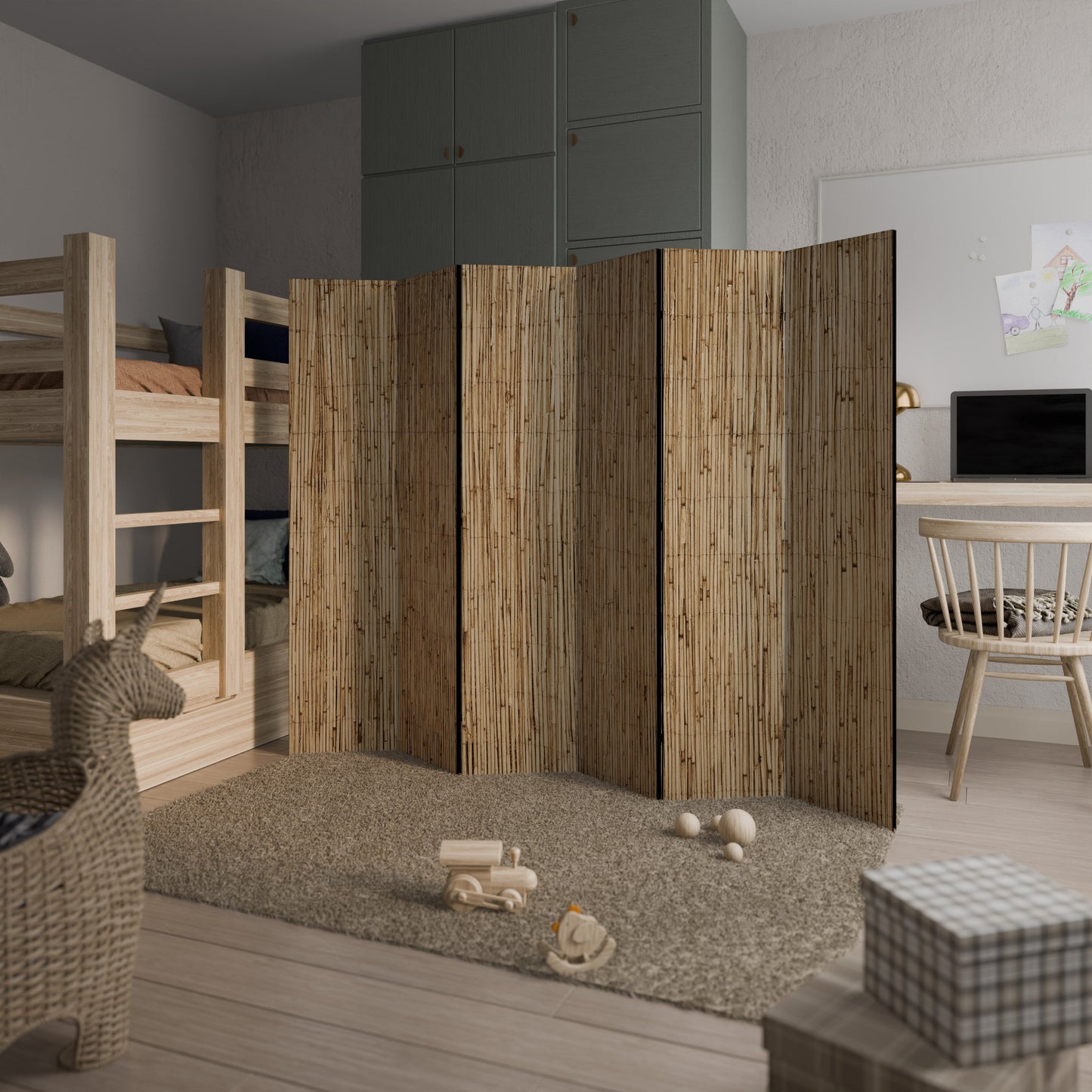 STRAW BOUND DELIGHT Decorative 6-Panel Room Divider