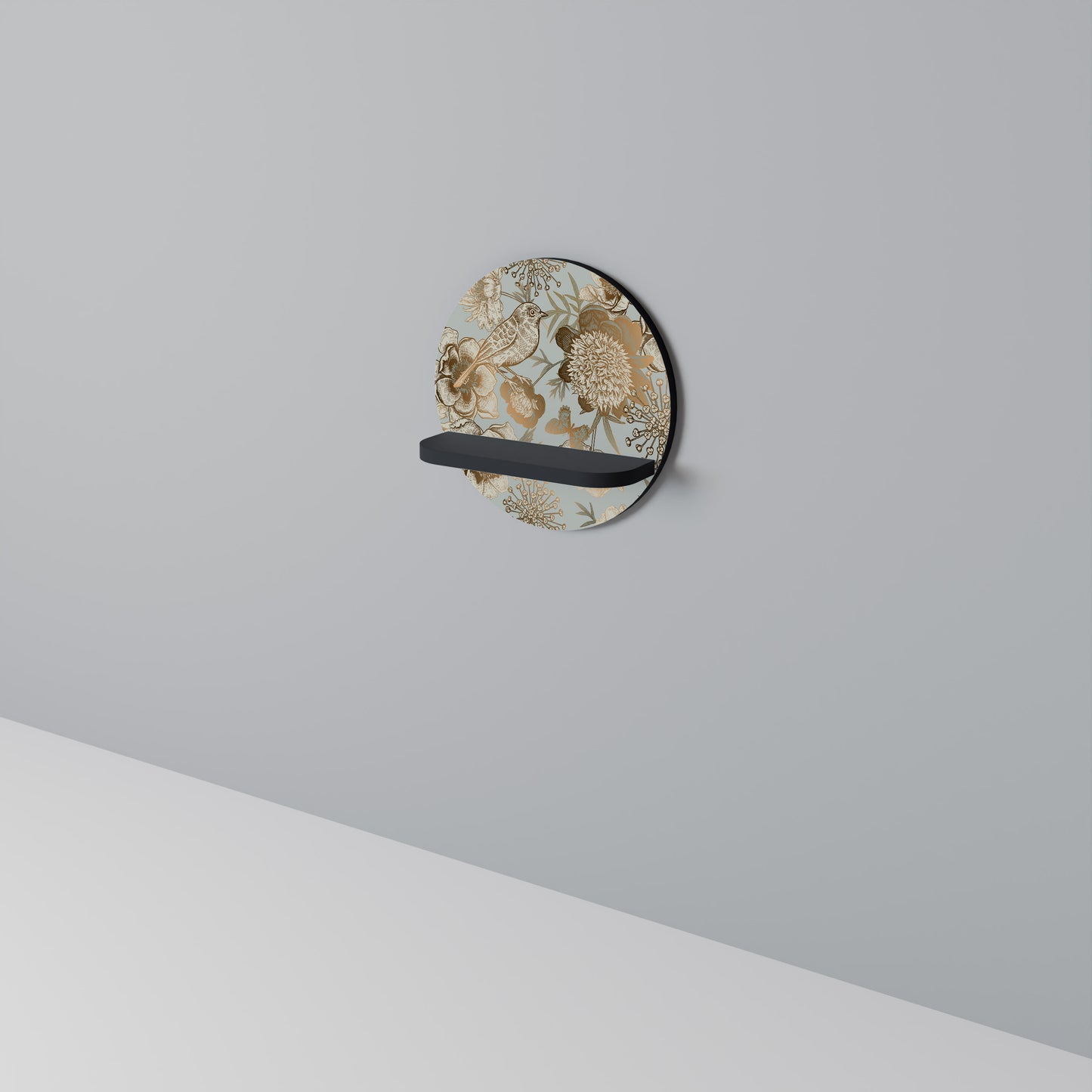 SUCCULENT WHIMSY Rund konsthylla i svart finish