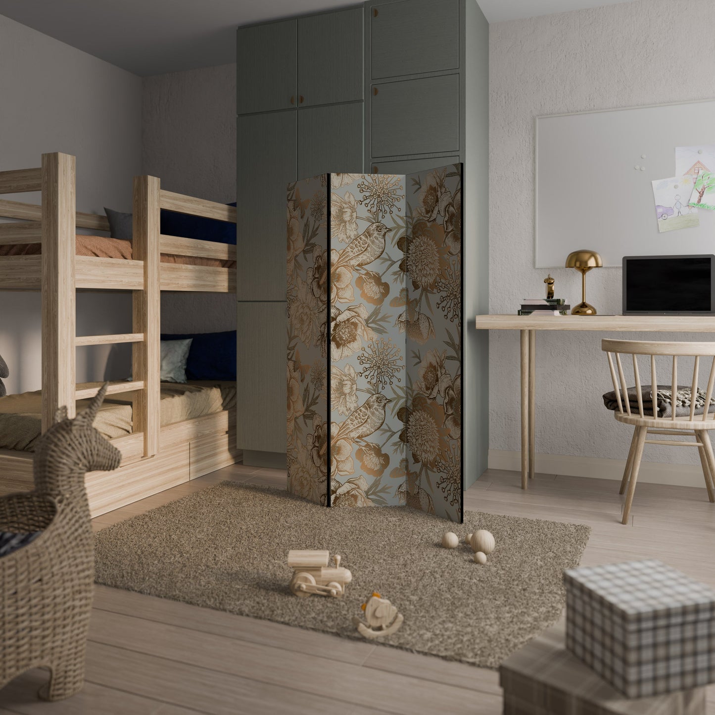 SUCCULENT WHIMSY Dekorativ rumsavdelare med 3 paneler