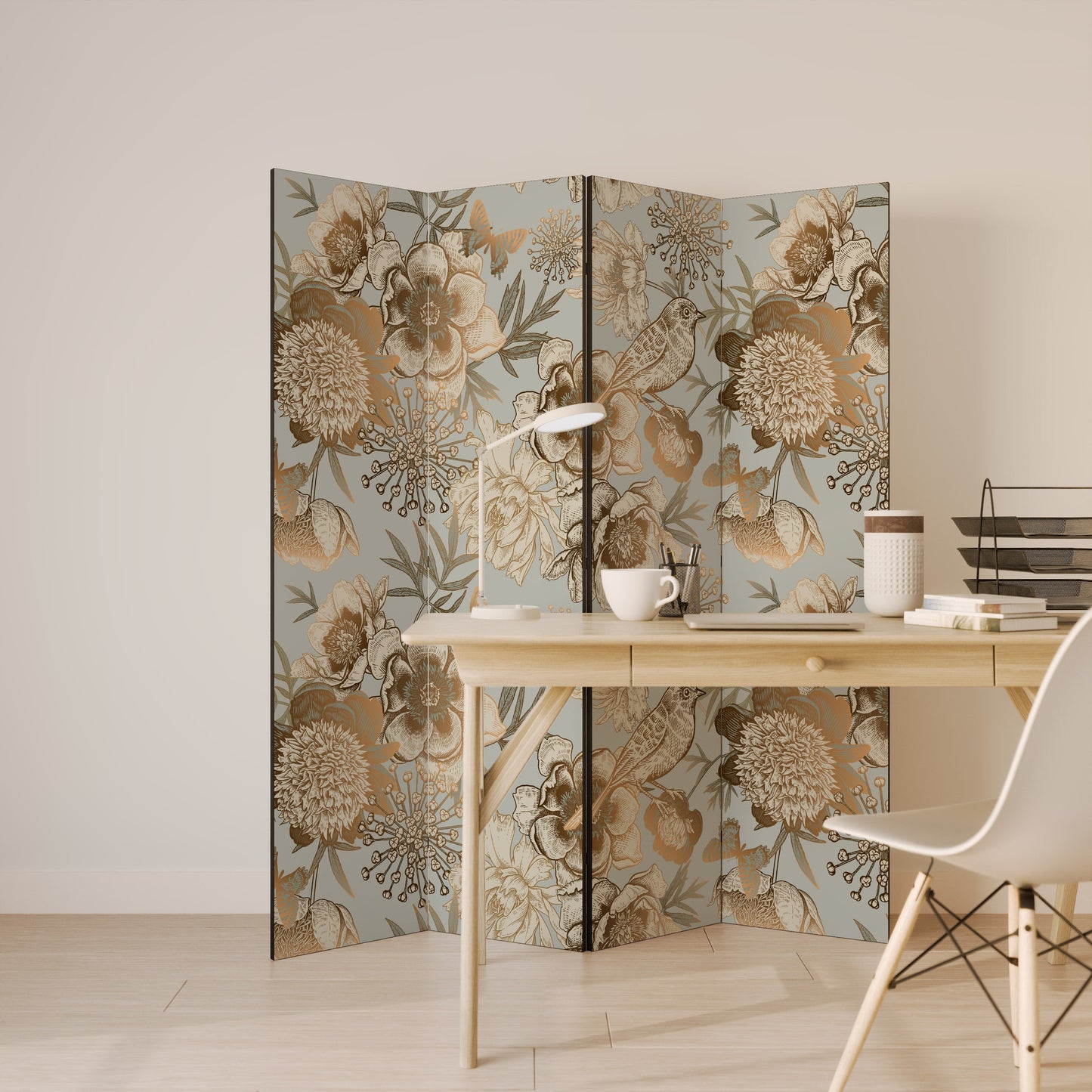 SUCCULENT WHIMSY Dekorativ rumsavdelare med 4 paneler