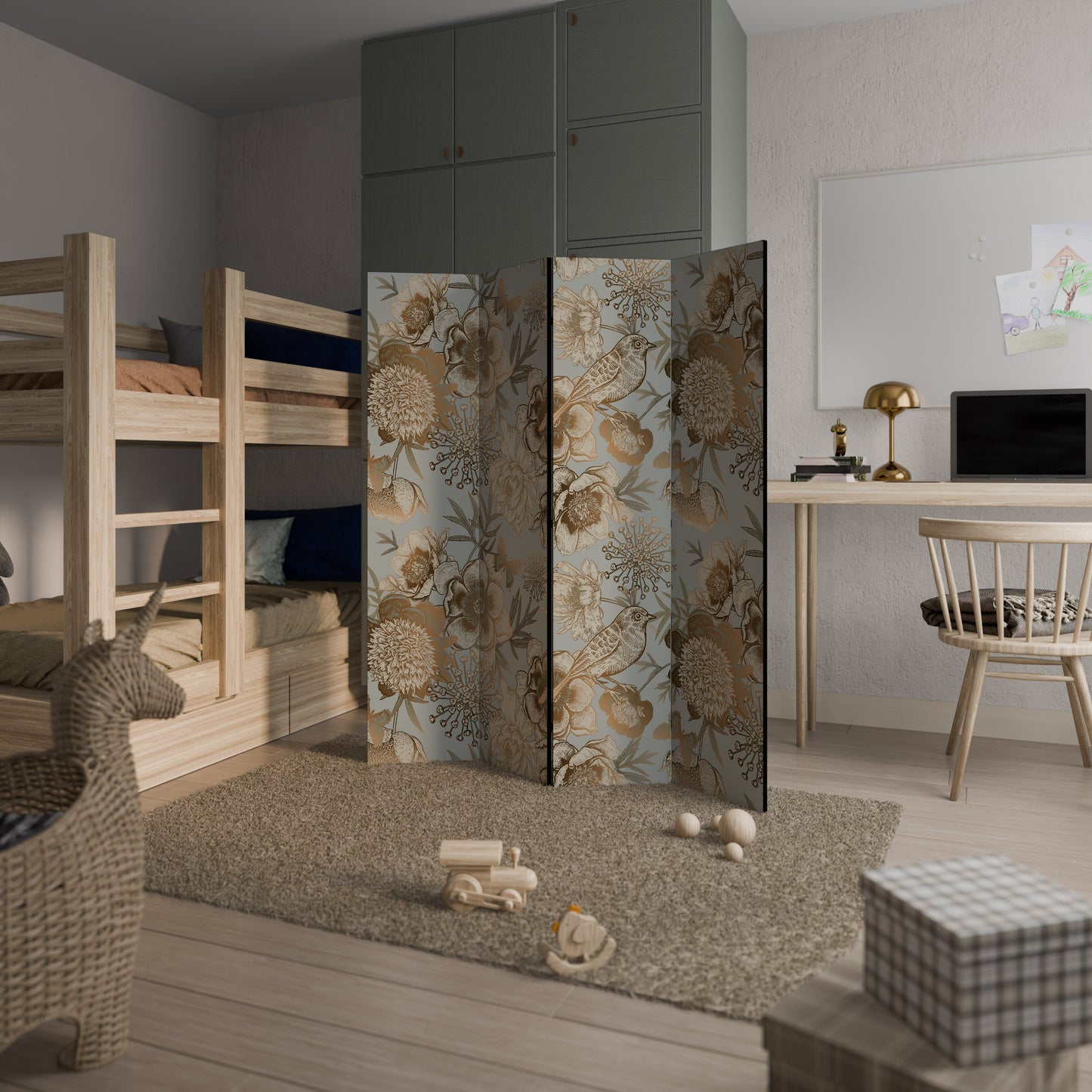SUCCULENT WHIMSY Dekorativ rumsavdelare med 4 paneler