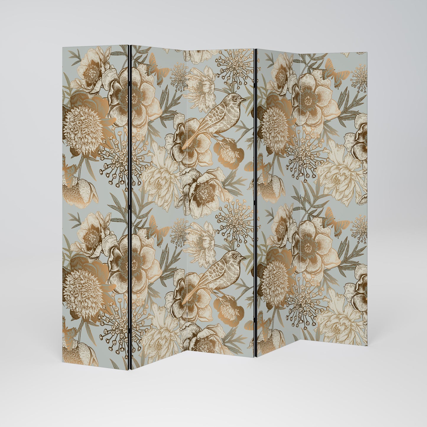 SUCCULENT WHIMSY Decorative 5-Panel Room Divider