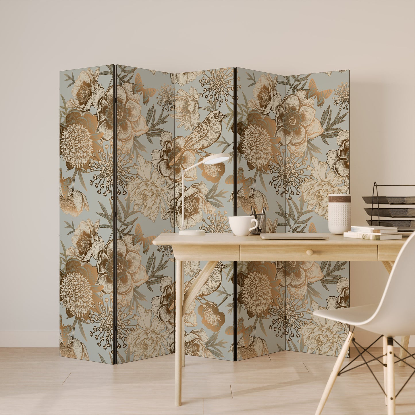 SUCCULENT WHIMSY Decorative 5-Panel Room Divider