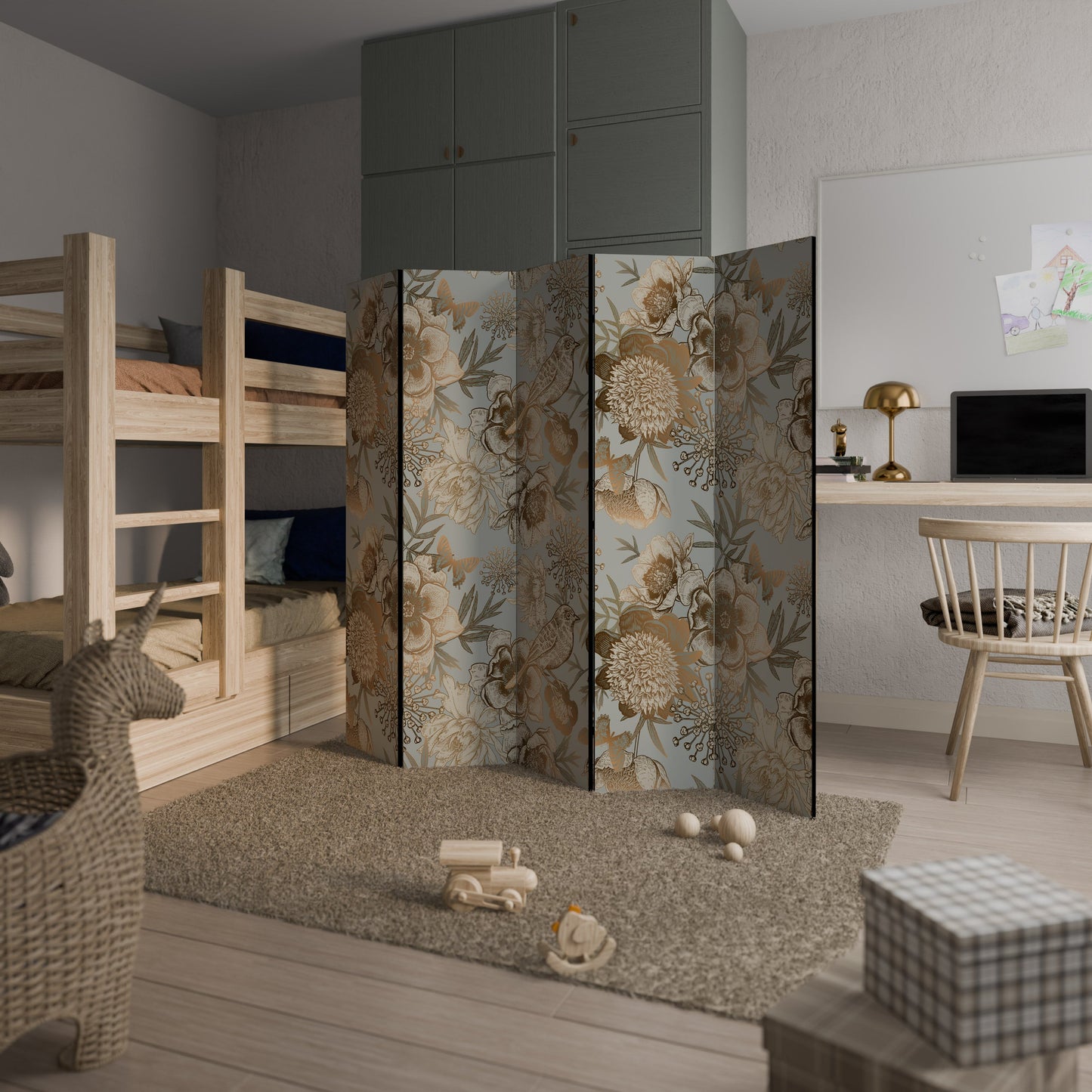 SUCCULENT WHIMSY Decorative 5-Panel Room Divider