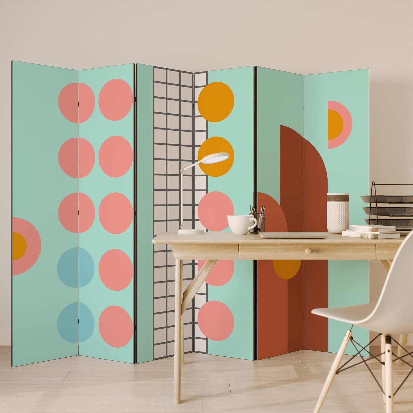 RETRO GRID Decorative 6-Panel Room Divider