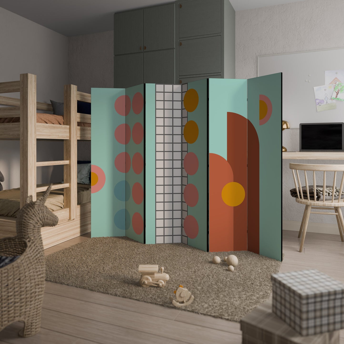 RETRO GRID Decorative 6-Panel Room Divider