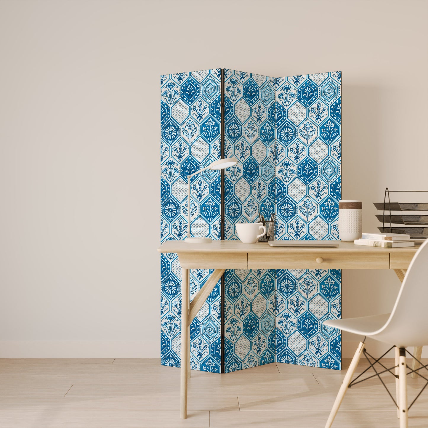 AQUATIC HEXAGON DREAM Dekorativ rumsavdelare med 3 paneler