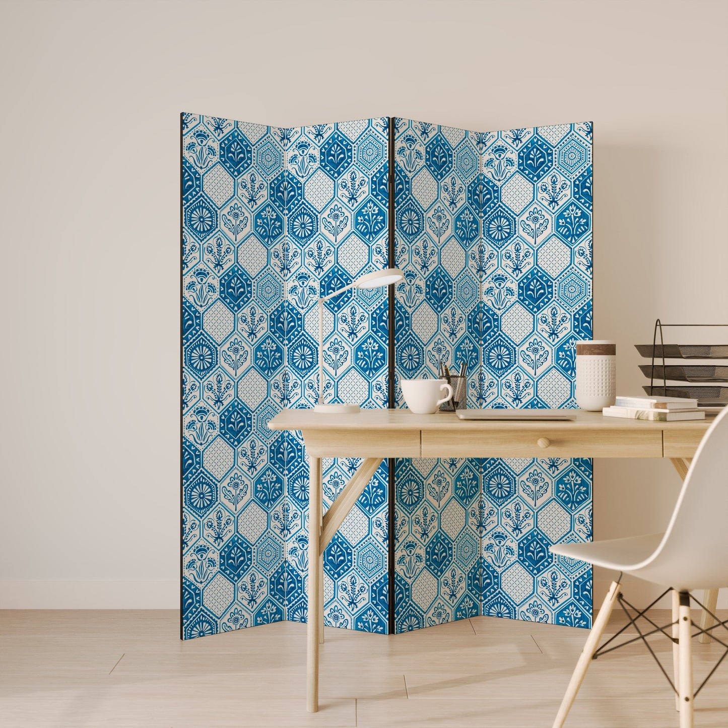 AQUATIC HEXAGON DREAM Dekorativ rumsavdelare med 4 paneler