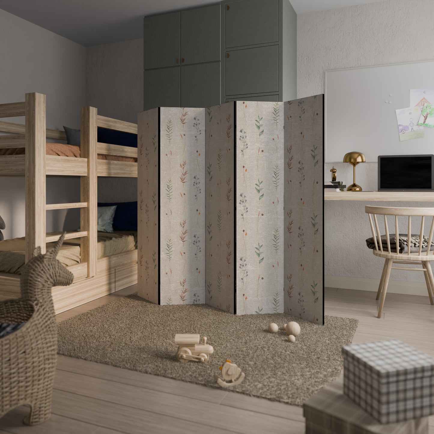 VERDANT HARMONY Decorative 5-Panel Room Divider