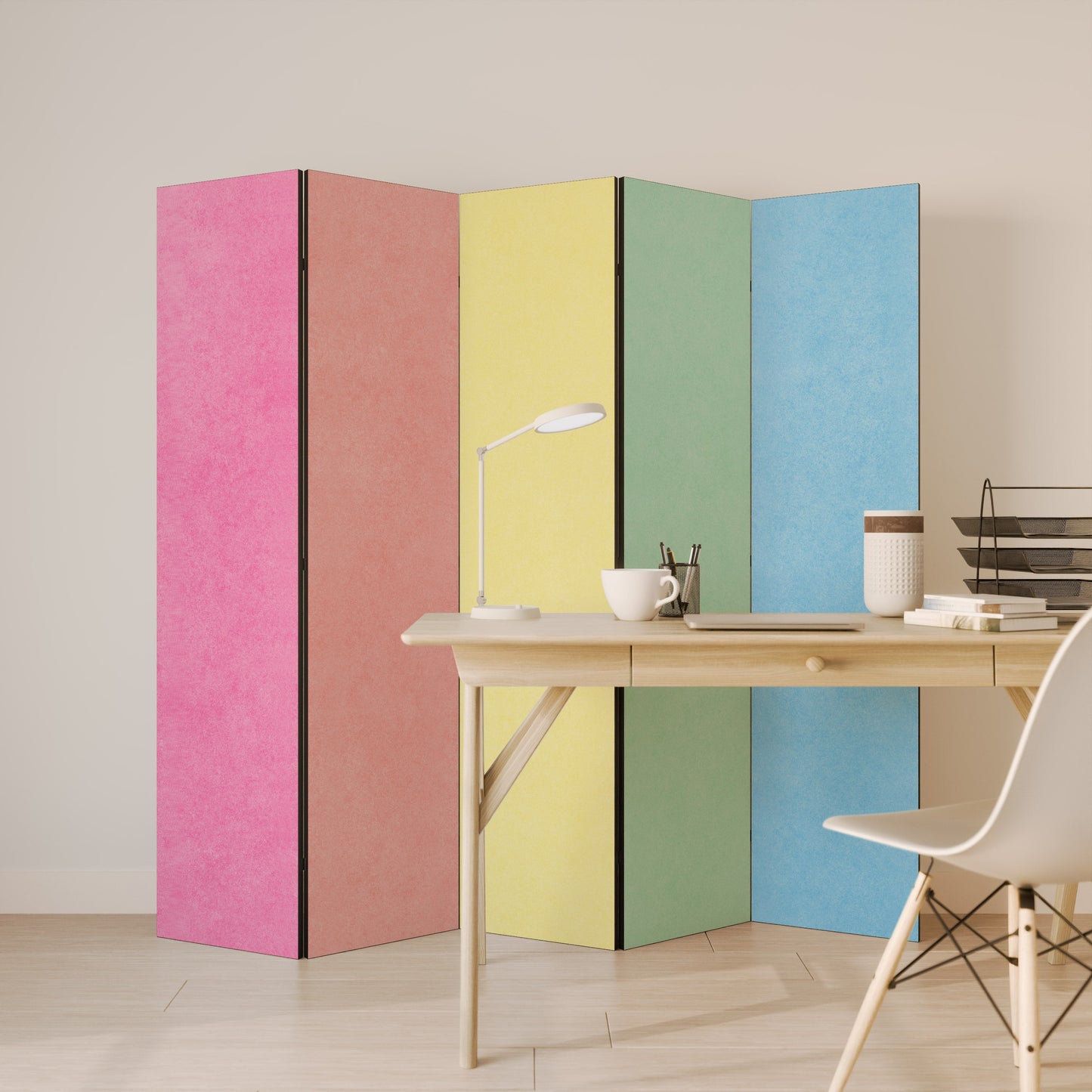 LIKE A ROLLING SHADE Decorative 5-Panel Room Divider