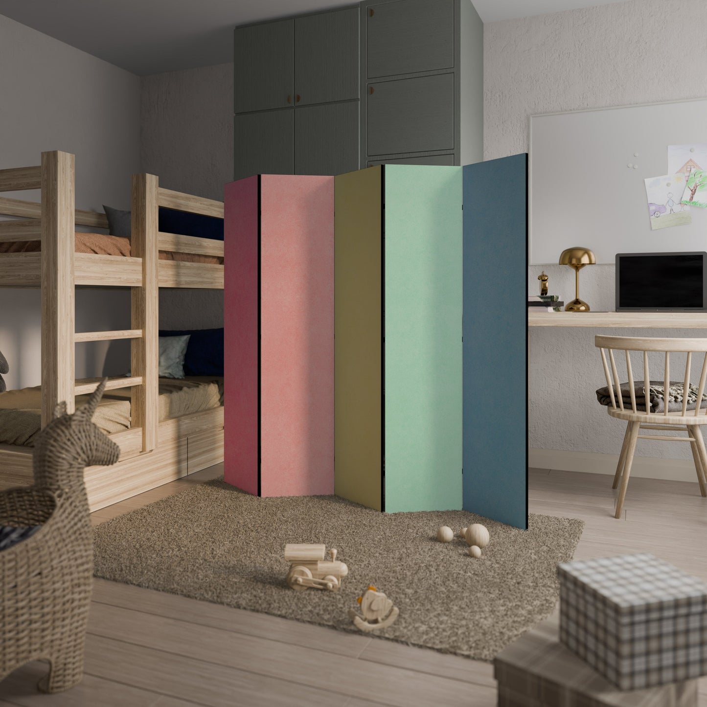 LIKE A ROLLING SHADE Decorative 5-Panel Room Divider