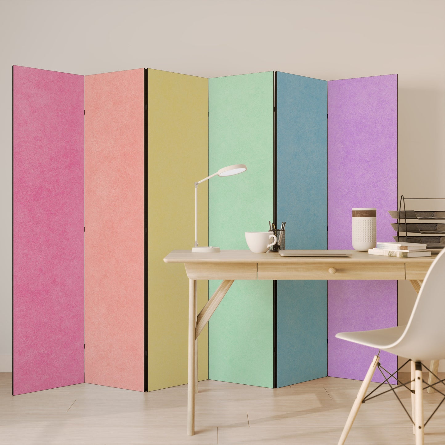 LIKE A ROLLING SHADE Decorative 6-Panel Room Divider
