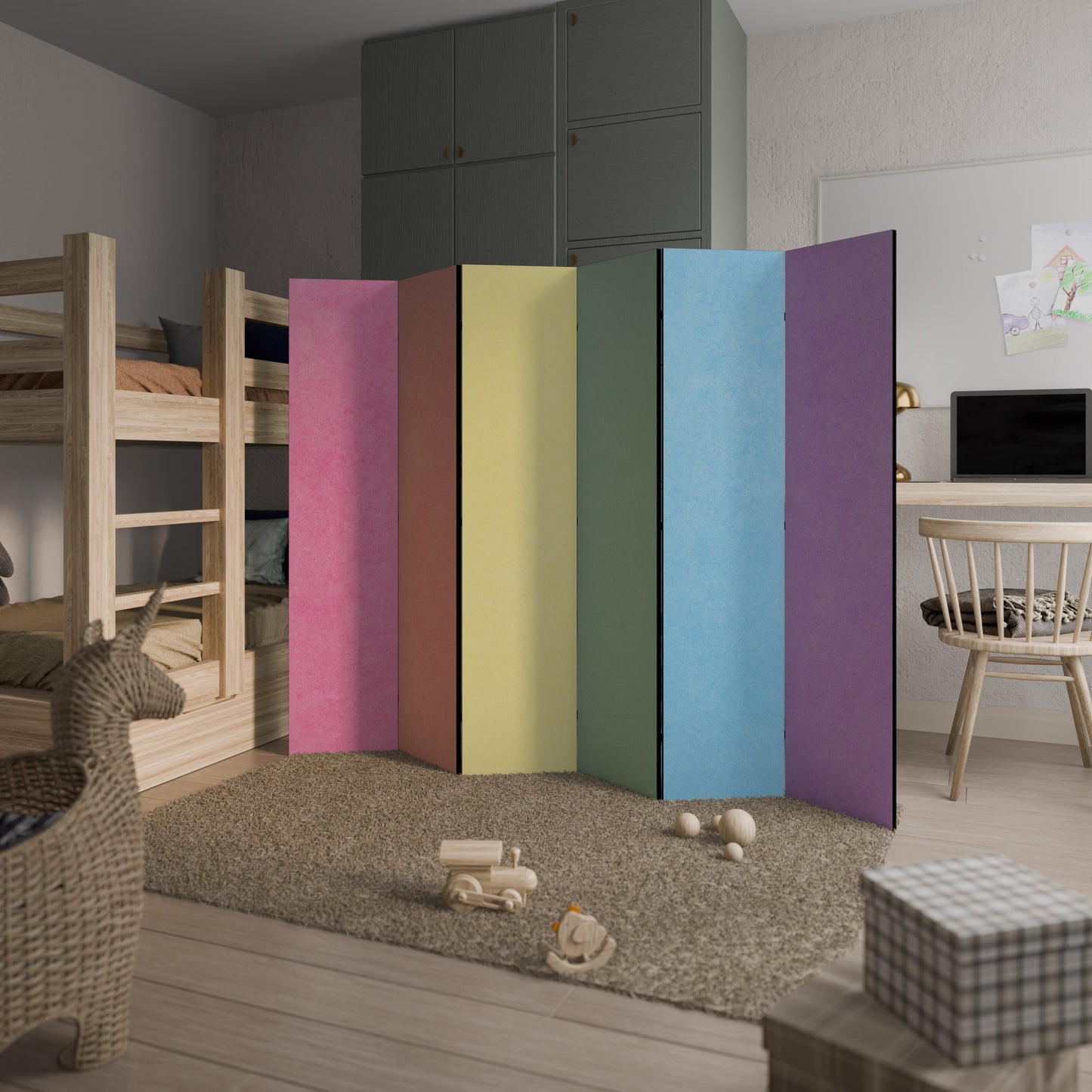 LIKE A ROLLING SHADE Decorative 6-Panel Room Divider